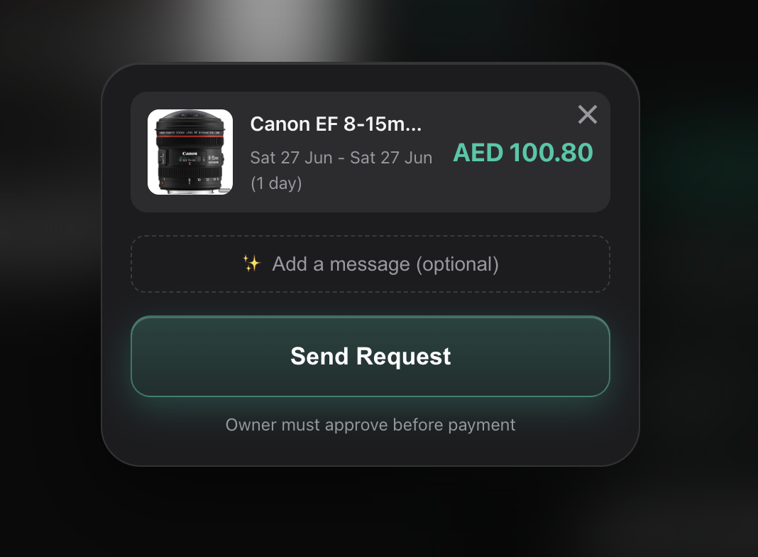 Send a booking request on LighRent